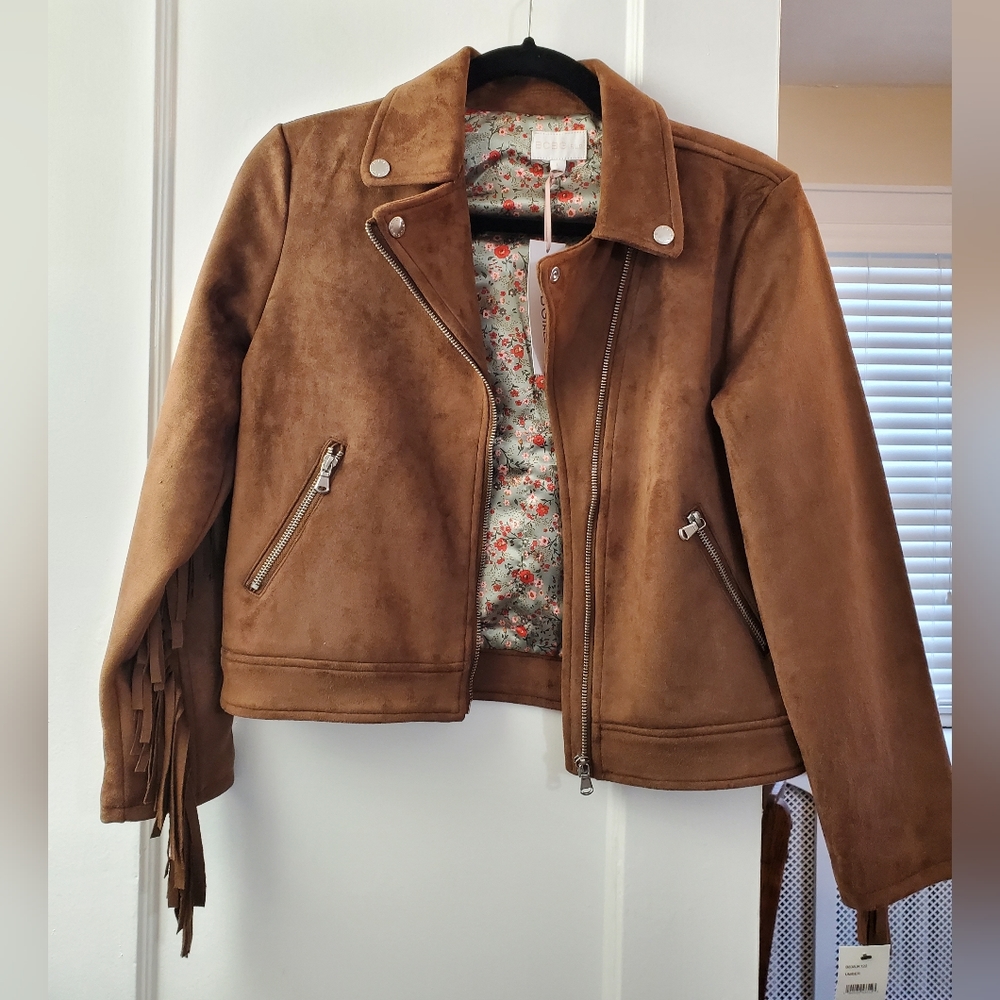 Girls L Brown Suede Fringe Jacket